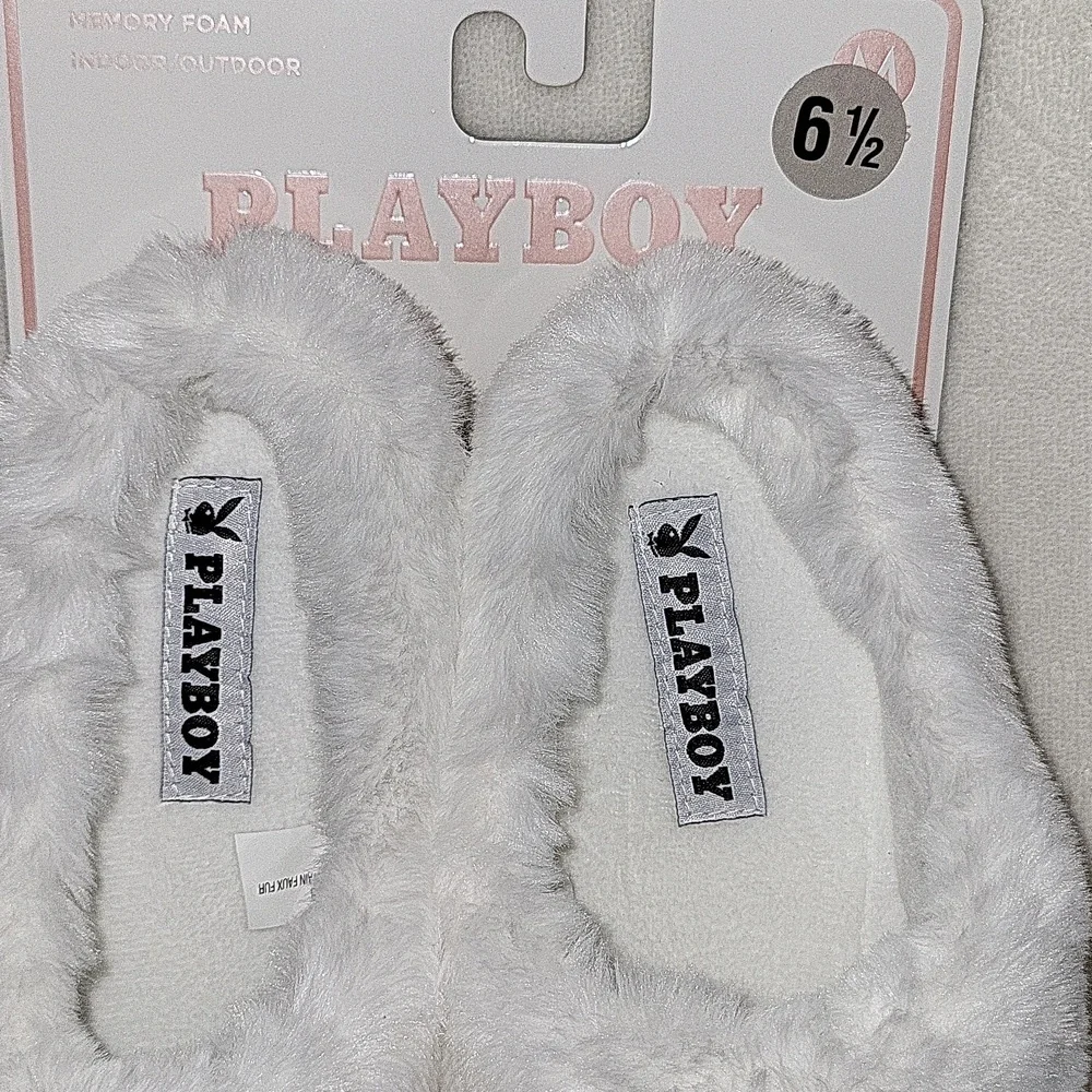 Playboy Black and White Slippers - Picture 3 of 8